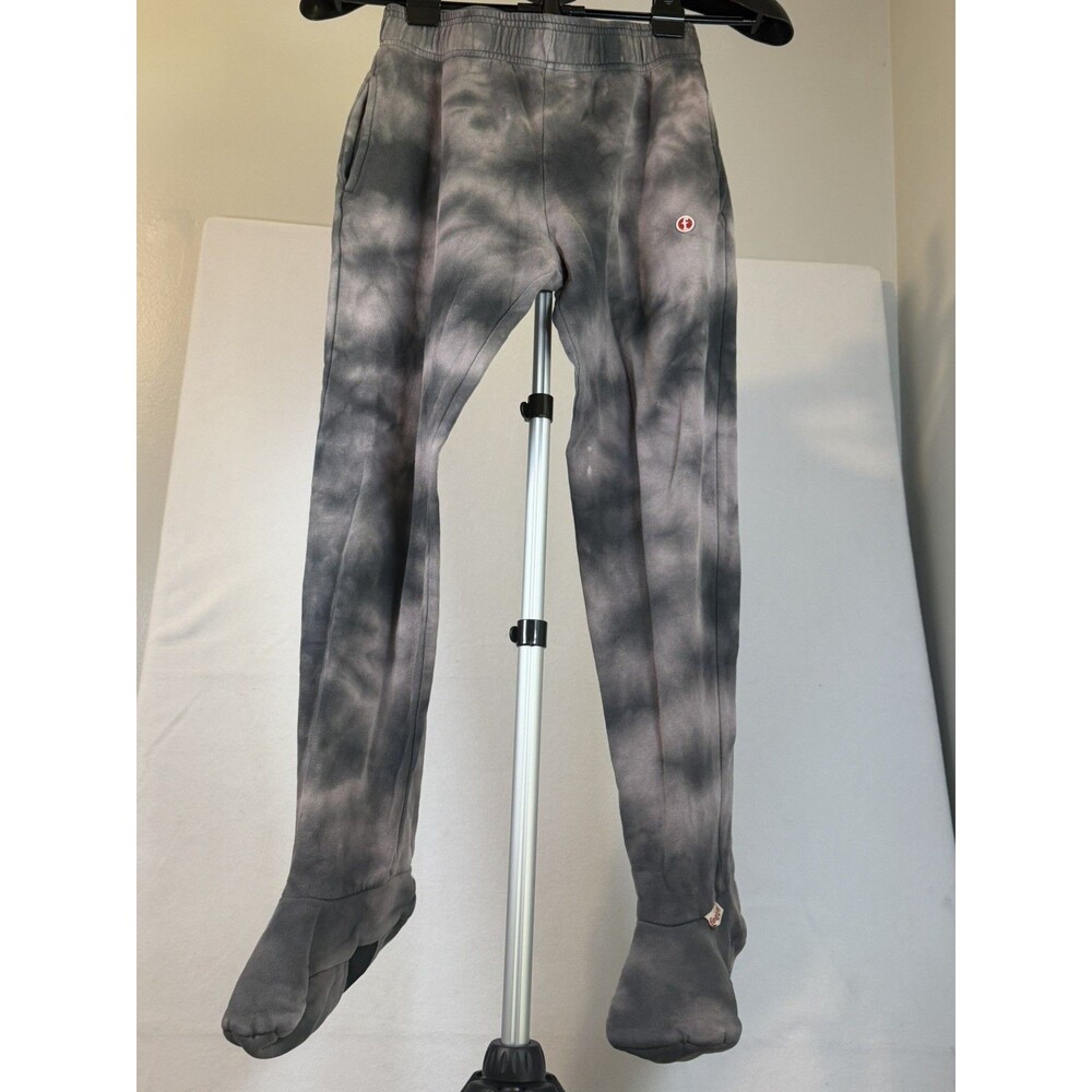 Feejays Unisex Kids XL Gray Tie Dye Footed Fleece Lounge Pants Cotton/Poly